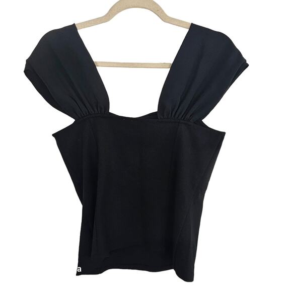 Anthropologie Top Meadow Rue Top Sleeveless Blouse Women S Black Square Neck Top - Picture 9 of 9